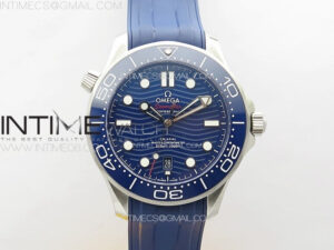 Seamaster Diver 300M ZF 1:1 Best Edition Blue Ceramic Blue Dial on Blue Rubber Strap A8800