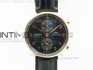 Portuguese IW371415 ZF V3 1:1 Best Edition RG Black dial on Black Leather Strap A79350 (Slim Movement)