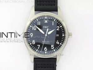 Mark XVIII IW327001 SS M+F 1:1 Best Edition Black Dial on Black Leather Strap A2892 (Free Nylon Strap)