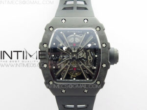 RM12-1 Real Tourbillon Forge Carbon KVF Best Edition Skeleton Dial on Black Rubber Strap