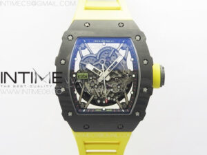 RM035-02 Real Forge Carbon ZF 1:1 Best Edition Skeleton Dial on Yellow Rubber Strap NH05A V3+