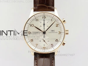 Portuguese IW371480 ZF V3 1:1 Best Edition RG White dial on Brown Leather Strap A79350 (Slim Movement)
