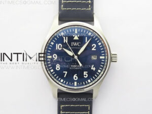 Mark XX IW328203 SS M+F 1:1 Best Edition Blue Dial on Blue Leather Strap MIYOTA 9015 (Free rubber strap)