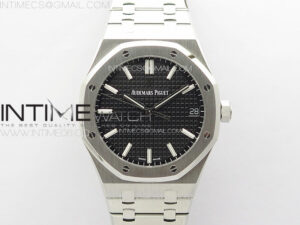 Royal Oak 41mm 15500 SS ZF 1:1 Best Edition Black Textured Dial on SS Bracelet A4302 Super Clone V3