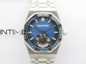 Royal Oak 41mm Tourbillon SS Color T Crystal Bezel R8 Best Edition Blue Dial on SS Bracelet