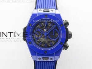 Hublot Big Bang Unico Blue Ceramic ZF 1:1 Best Edition Skeleton Dial on Blue Gummy Strap A1280