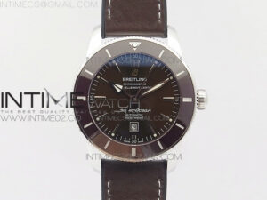 Super Ocean Heritage Brown Ceramic Bezel SS Brown Dial on Brown Gummy Strap A2824