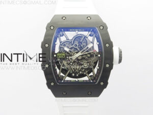 RM035-02 Real Forge Carbon ZF 1:1 Best Edition Skeleton Dial on White Rubber Strap NH05A V3+