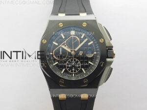 Royal Oak Offshore 44mm Real Ceramic RSF 1:1 Best Edition Black Dial RG Markers on Rubber Strap A3126