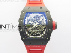 RM035-02 Real Forge Carbon ZF 1:1 Best Edition Skeleton Dial on Red Rubber Strap NH05A V3+