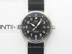 Mark XX IW328201 SS KKF 1:1 Best Edition Black Dial on Black Leather Strap MIYOTA 9015