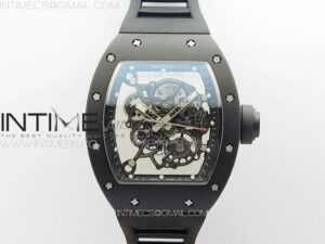 RM055 Black Ceramic BBR Best Edition Skeleton Dial on Black Rubber Strap Clone RMUL2 V2