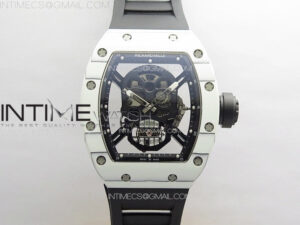 RM052 Skull White Carbon Real Tourbillon YSF 1:1 Best Edition Skull Dial on Black Rubber Strap