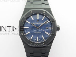 Royal Oak 41mm 15400 DLC ZF 1:1 Best Edition Blue Textured Dial on SS Bracelet A3120 (Free Box)