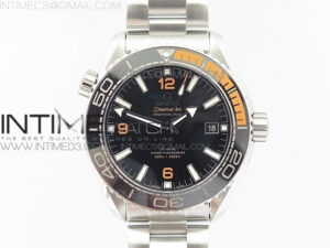 Planet Ocean 43.5mm SS VSF 1:1 Best Edition Black/Orange Bezel Black Dial on SS Bracelet A8900 Super Clone