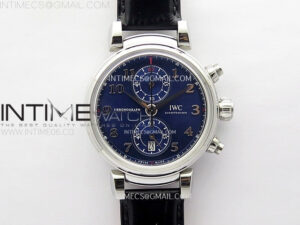 Portugieser Chrono Classic 42 IW390406 AZF 1:1 Best Edition Blue Dial Blue Hand on Black Leather Strap A7750