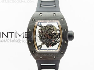 RM055 Forged Carbon Case KVF Best Edition Skeleton Dial Black Crown on Black Rubber Strap MIYOTA8215