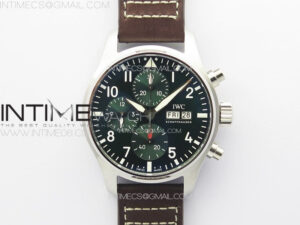 Pilot Chrono IW388104 KKF Best Edition Green Dial on Brown Leather Strap A7750 to 69385