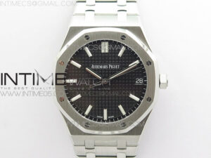 Royal Oak 41mm 15500 SS ZF 1:1 Best Edition Black Textured Dial on SS Bracelet A4302 V2 (Free Box)