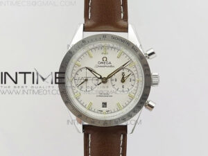 Speedmaster '57 Co-Axial OMF 1:1 Best Edition White Dial YG Markers on Brown Leather Strap A9300