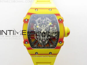 RM027-03 Real Tourbillon RMF Best Edition Orange/Red Carbon Skeleton Dial on Yellow Rubber Strap