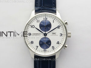 Portuguese Chrono IW371620 AZF 1:1 Best Edition White/Blue Dial on Blue Leather Strap A69355