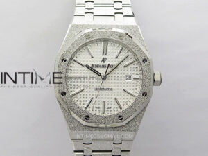 Royal Oak 41mm 15410 Frosted SS APSF 1:1 Best Edition White Textured Dial on SS Bracelet SA3120 Super Clone