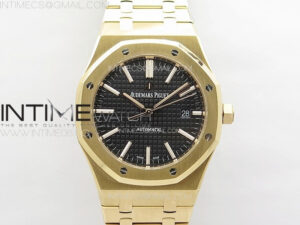 Royal Oak 41mm 15400 RG ZF 1:1 Best Edition Black Textured Dial on SS Bracelet V2 SA3120 Super Clone