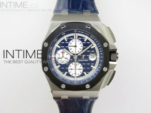 Royal Oak Offshore 44mm SS JF 1:1 Best Edition Blue Dial on Blue Leather Strap A7750