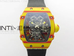 RM027-03 Real Tourbillon RMF Best Edition Orange/Red Carbon Skeleton Dial on Black Nylon Strap