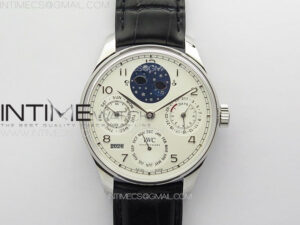 Portuguese IW503406 Real PR SS APSF 1:1 Best Edition White Dial On Black Leather Strap A52610