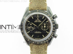 Speedmaster "Dark Side of The Moon" Real Ceramic OMF 1:1 Best Edition Vintage Black on Brown Leather Strap A9300
