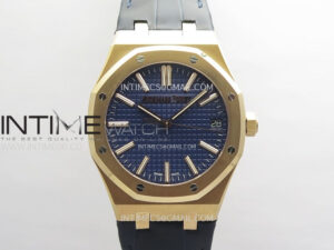Royal Oak 41mm 15510 "50th Anniversary" RG APSF 1:1 Best Edition Black Dial on Blue Leather Strap SA4302 Super Clone