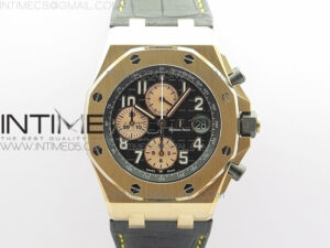 Royal Oak Offshore 2019 Gold JF 1:1 Best Edition on Black Leather Strap A3126 V2 w/ Cyclops and DW Mod