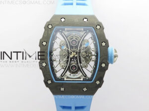RM053-01 Real Forge Carbon YSF Best Edition Skeleton Dial on Blue Rubber Strap Asian Tourbillon