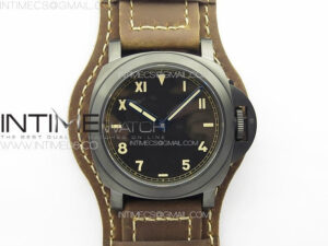 PAM 779 DLC T HWF 1:1 Best Edition on Black ASSO Leather Strap A6497