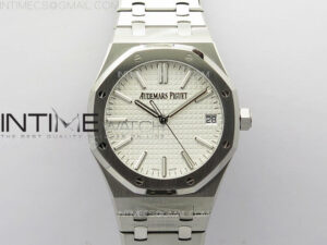 Royal Oak 41mm 15510 50th SS ZF 1:1 Best Edition Silver White Textured Dial on SS Bracelet A4302