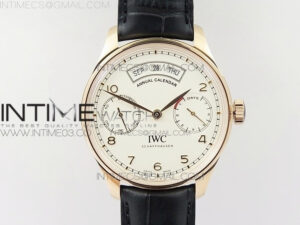 Portuguese Real PR Real Annual Calendar IW503501 RG ZF 1:1 Best Edition White Dial on Brown Leather Strap A52850
