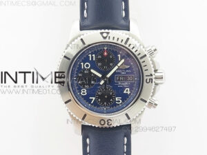 SuperOcan SteelFish SS Blue Dial on Blue Leather Strap A7750