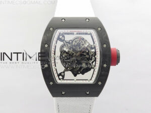 RM055 Real Forged Carbon Case KUF Best Edition Red Crown on White Nylon Strap MIYOTA8215