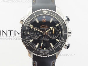 Planet Ocean Master Chronometer Chrono SS OM 1:1 Best Edition Black Dial Orange Numeral on Black Strap A9300