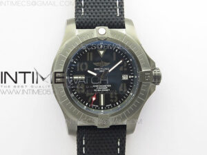 Seawolf 45mm DLC B50 1:1 BestEdition SuperLumed Black Dial Black Numeral Markers on Black Nylon Strap A2824(SuperThick Crystal)