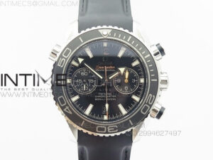 Planet Ocean Master Chronometer Chrono SS OM 1:1 Best Edition Black Dial on Black Orange Strap A9300