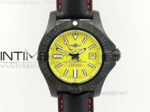 Seawolf DLC Best Edition SuperLumed Yellow Dial on leather Strap A2836(Super Thick Crystal)