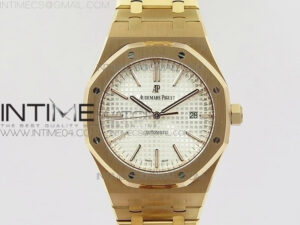 Royal Oak 41mm 15400 RG V5 JF 1:1 Best Edition White Textured Dial on RG Bracelet A3120