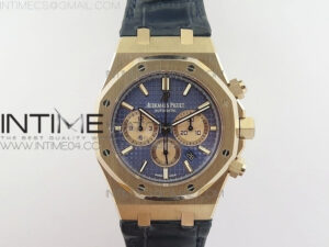 Royal Oak Chrono 26331ST RG OMF 1:1 Best Edition Blue dial on Blue Leather Strap A7750(Free Rubber Strap)