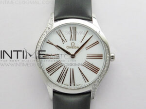 Ladies' De Ville Trésor Diamond Brown Fabric Watch OXF 1:1 Best Edition Swiss Quartz