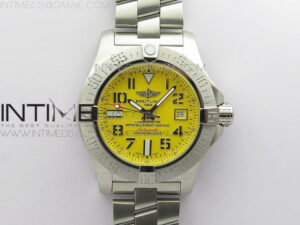Seawolf 45mm SS B50 1:1 Best Edition SuperLumed Yellow Dial Numeral Markers on SS Bracelet A2824(Super Thick Crystal)