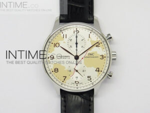 Portuguese 40mm Chrono SS Map Dial on Leather Strap A7750