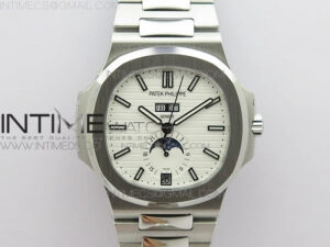 NAUTILUS 5726 SS GRF 1:1 BEST EDITION WHITE DIAL WORKING ANNUAL CALENDARON SS BRACELET A.324 V2